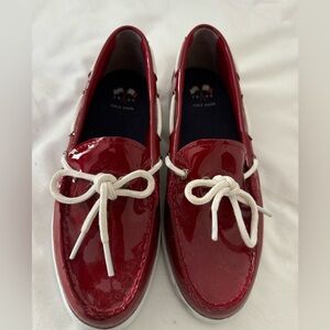 Cole Haan Red Nantucket Camp Moc Patent Leather Boat Shoe Slip On